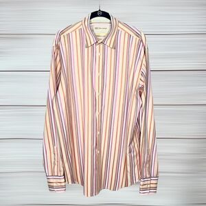 Ted Baker Cotton Striped Button Down Shirt Neck 16,5